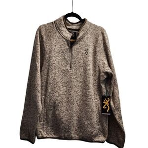Browning Quarter Zip Fleece Pullover Outdoor Hunting Sweater‎ Heathered Gray M